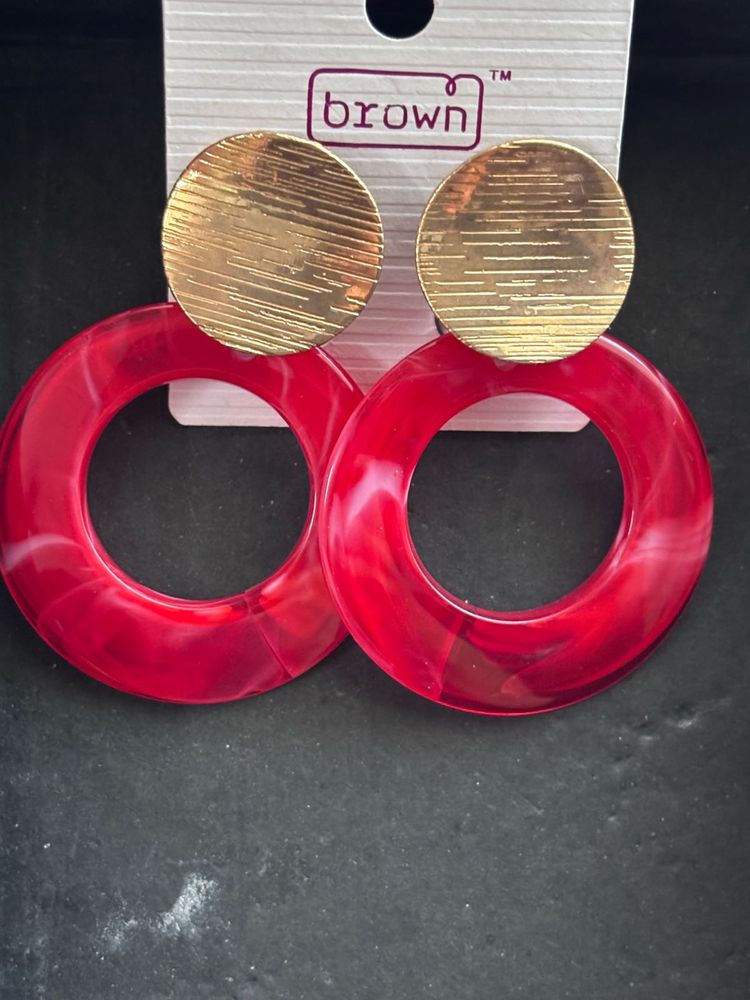 Red &amp; Gold Statement Earrings