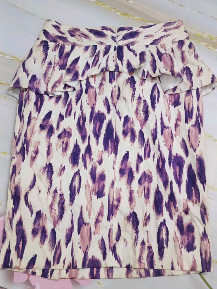 (700)Ruffled Leopard Print Skirt