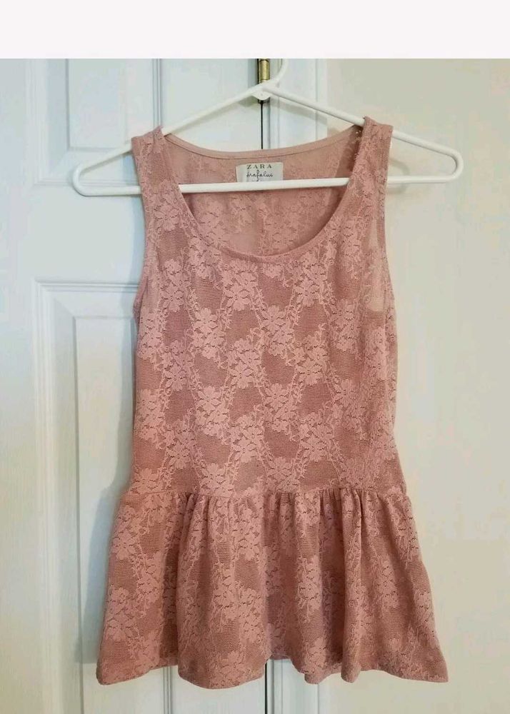 Zara Peach Beautiful Lace Top