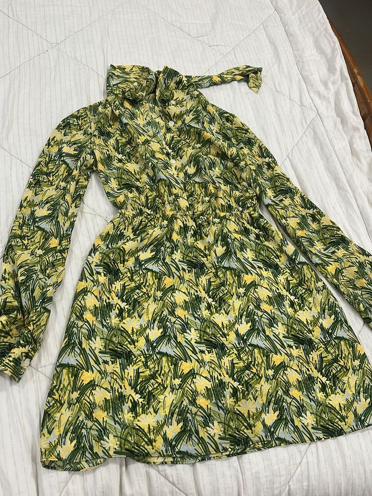 Green &amp; Yellow Floral Dress