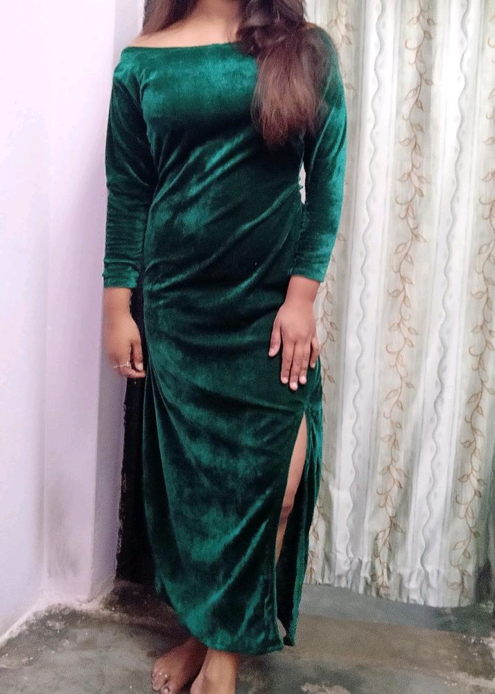 Bodycon Green Velvet Dress