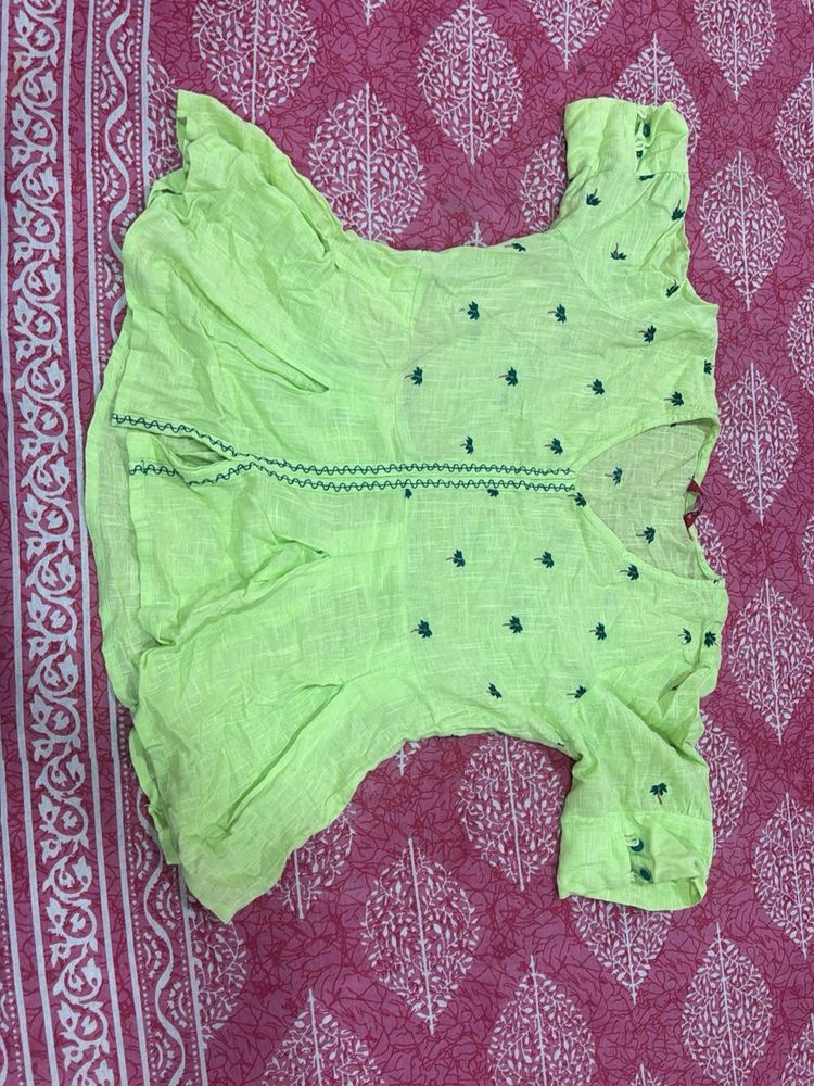 Lime Green Embroidered Top