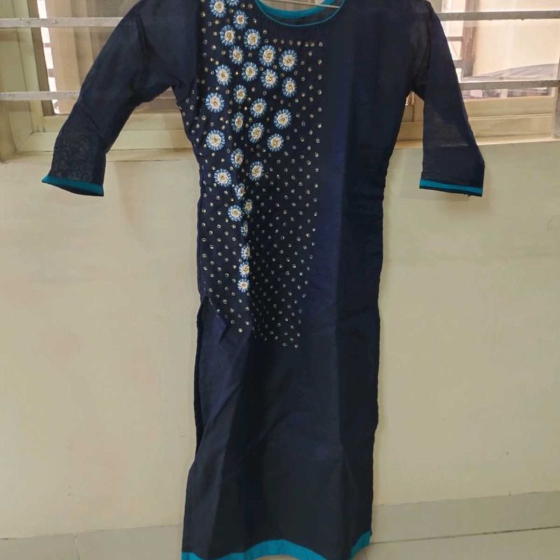 Blue Embellished Kurti