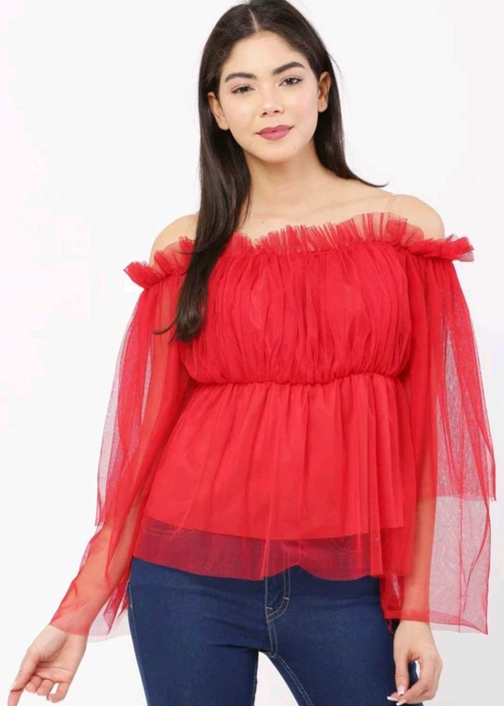 Red Off-Shoulder Top