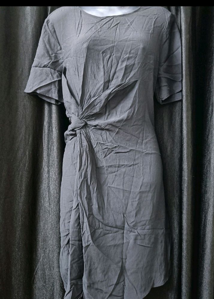 Grey Twist Detail Tunic Dress