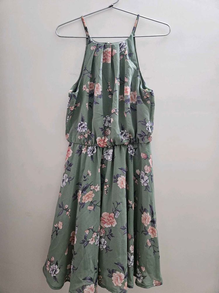 Imported Green floral Midi(frock)