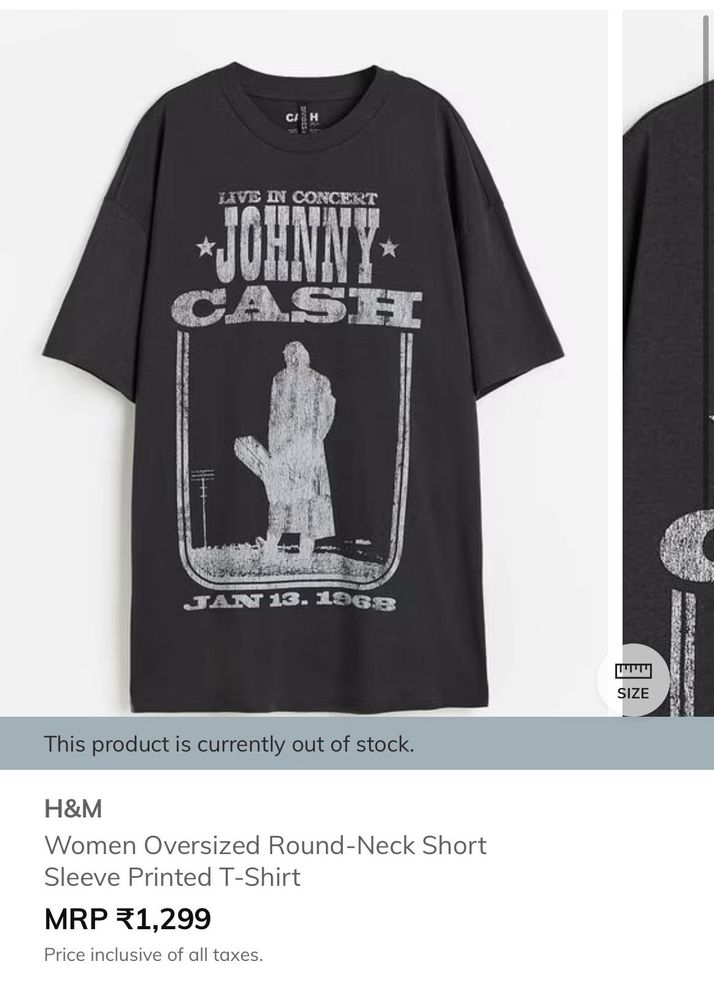 H&amp;M Johnny Cash Graphic Tee SIZE