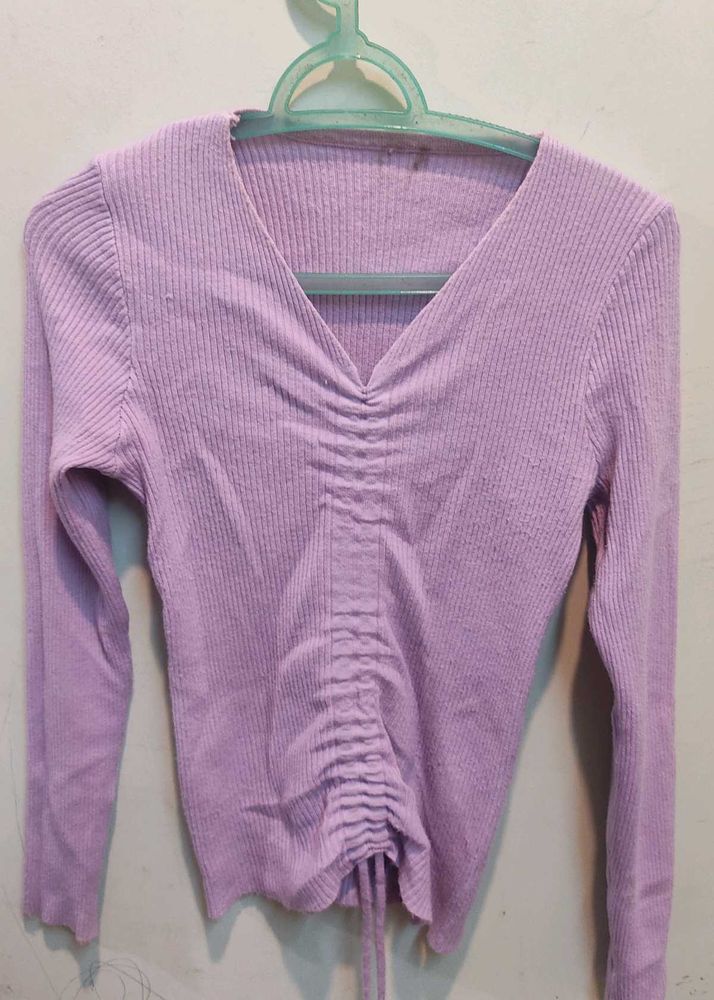Lilac Cinched Front Long Sleeve