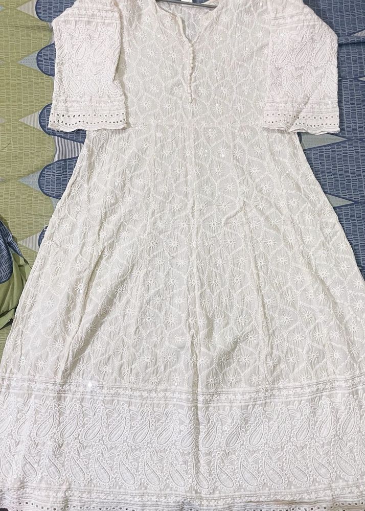 3 Piece Chicken Kurta Set With Plazzo And Dupatta