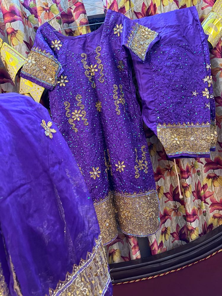 Purple Embroidered Kurta Set