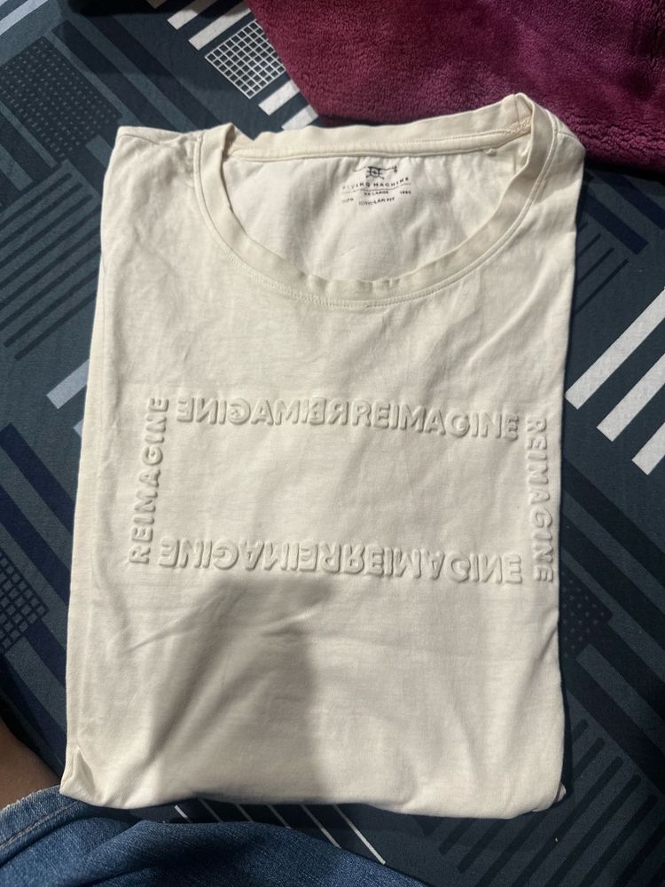 Flying Machine Beige Reimagine Graphic Tee