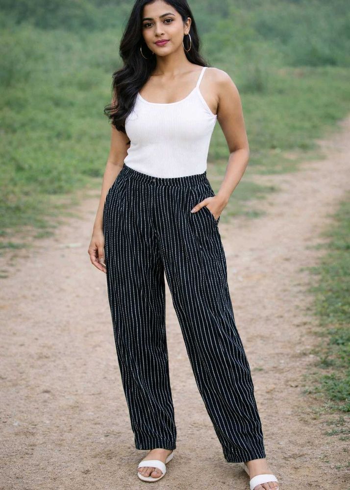 Striped High-Waisted Trousers