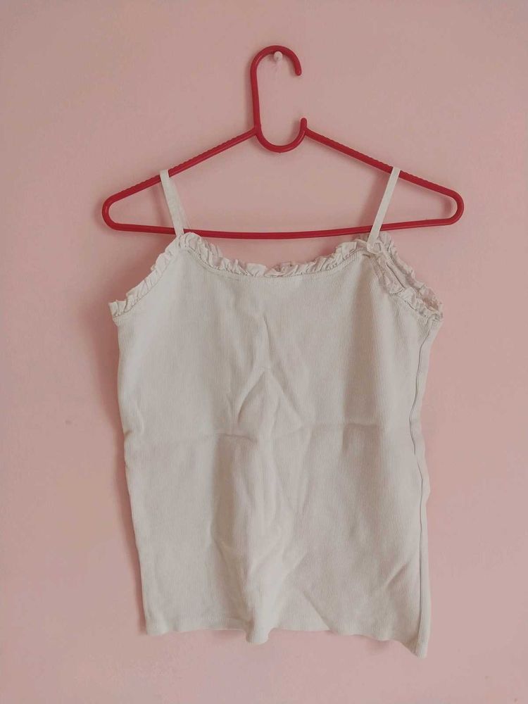 White Ruffle Tank Top