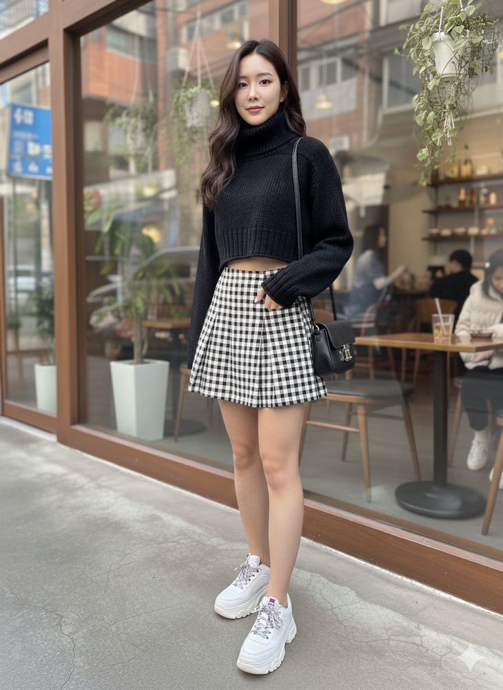 Black Cropped Turtleneck Sweater