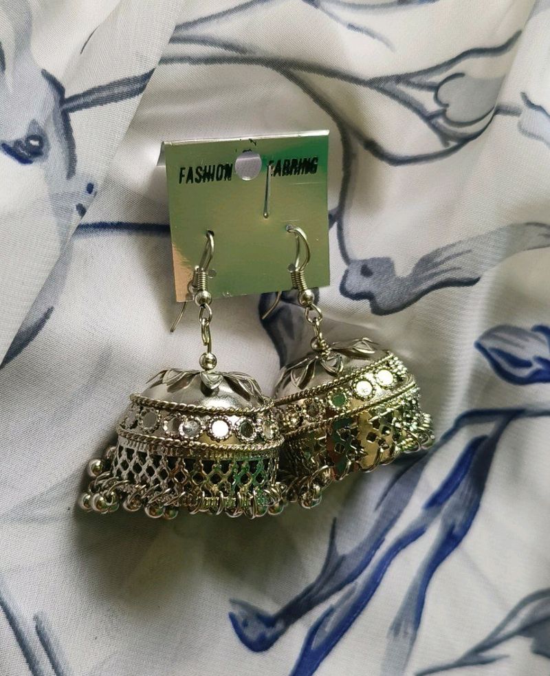 Oxidised Silver Plated Jhumka