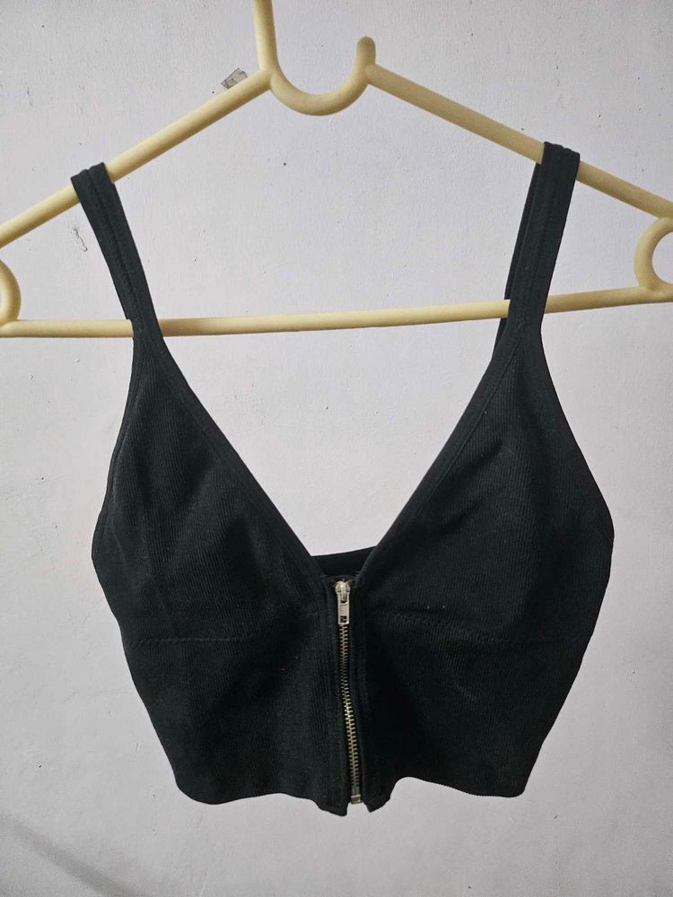black ribbed bralette top