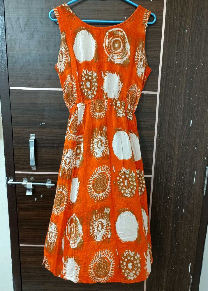 Orange Print Dress