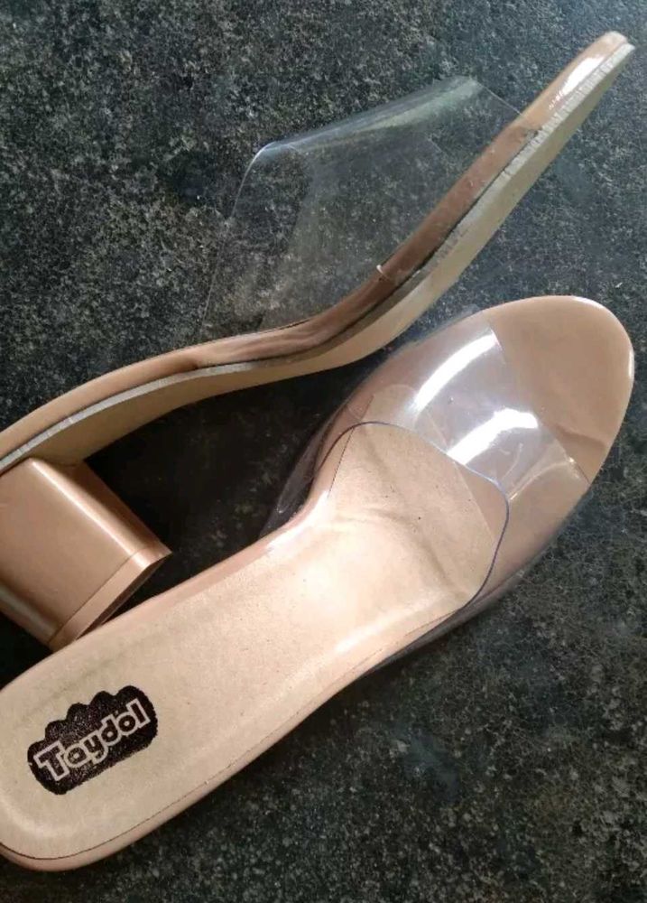 Beige Colour Transparent Heel Sandal