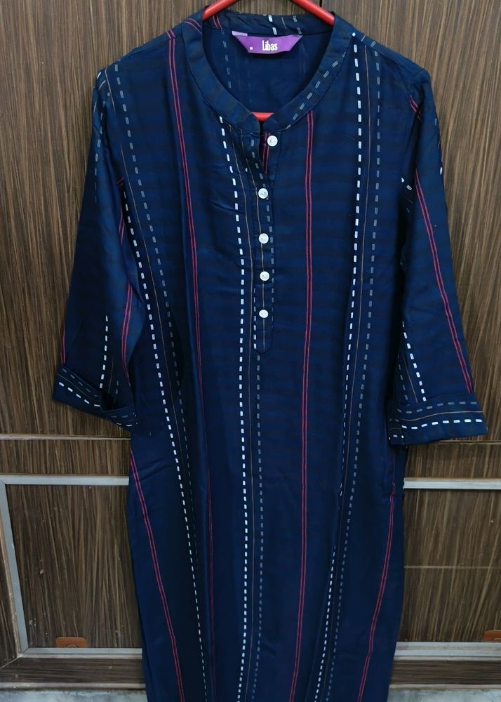 Libas Navy Blue Straight Kurta