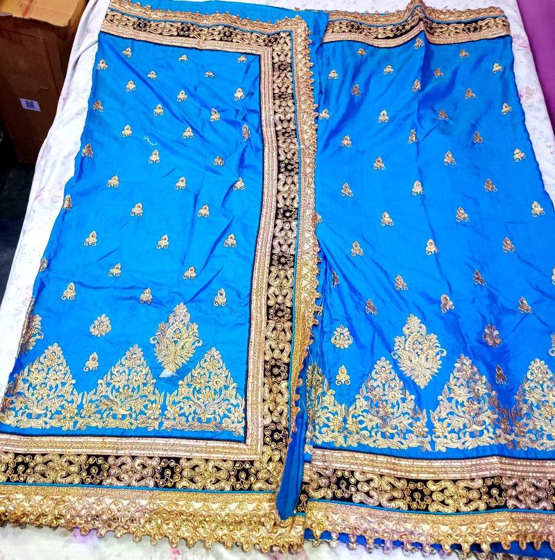 Embroidery Saaree Blue With Two Sequence Blouse