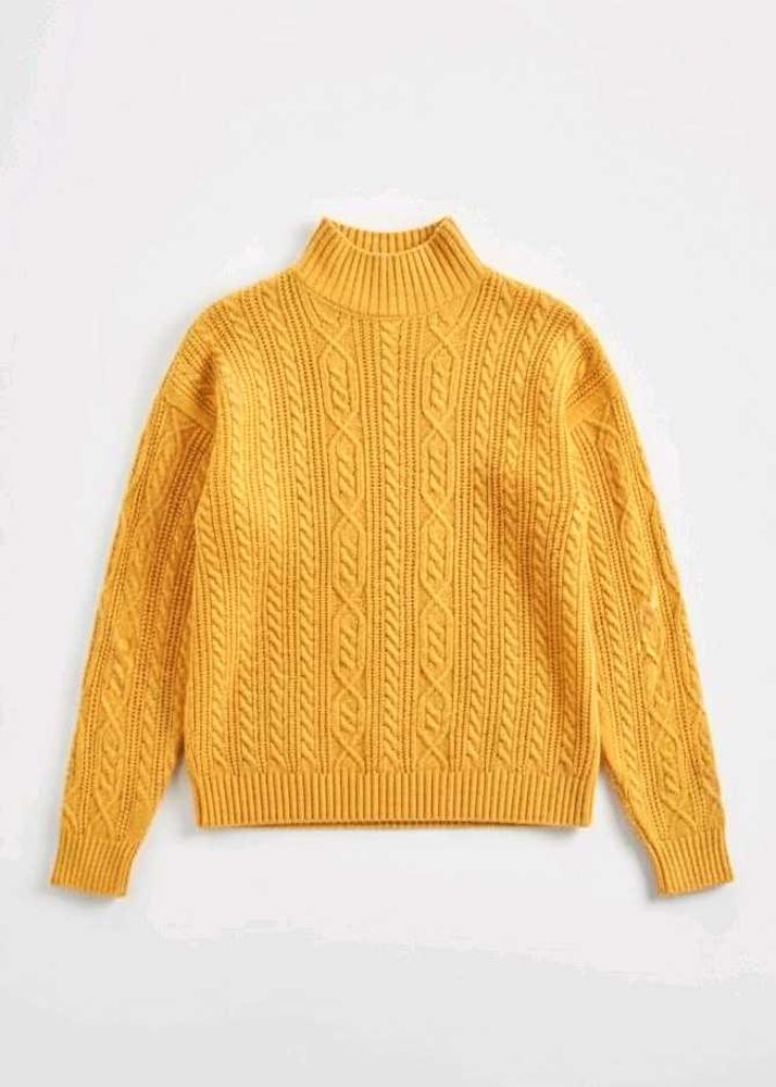 Mustard Cable Knit Acrylic pullover