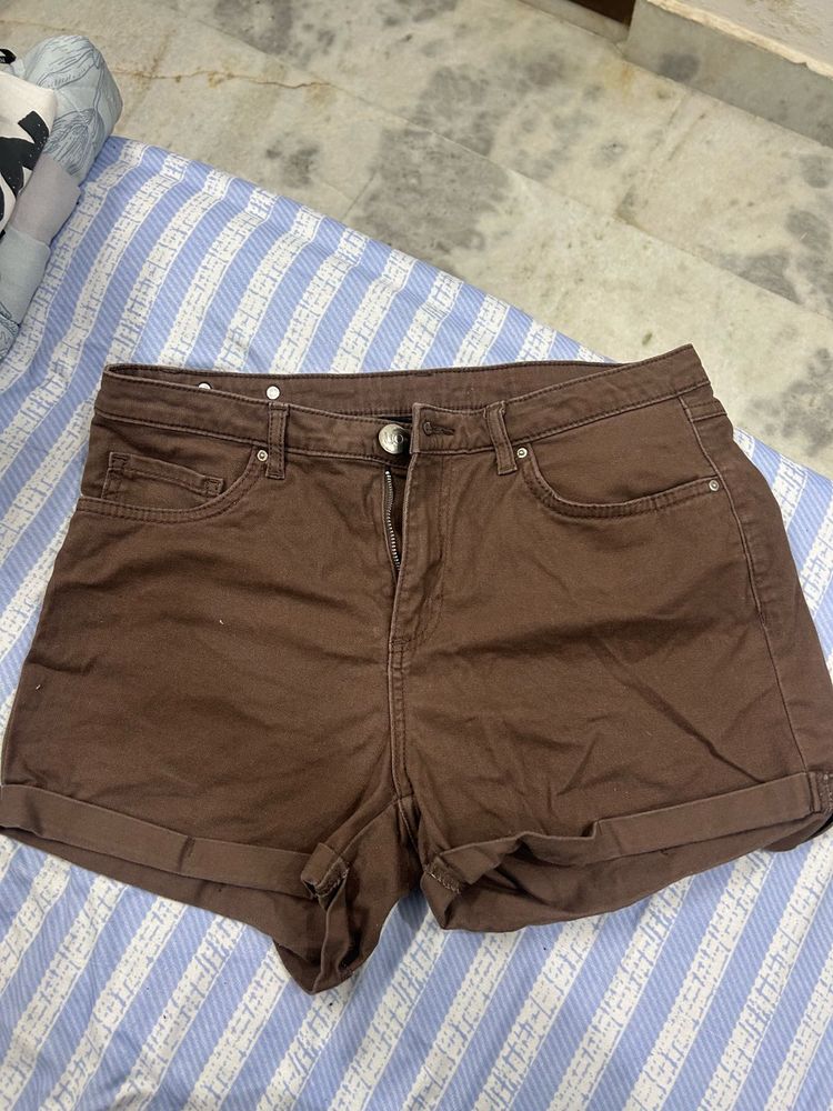 Brown Denim Shorts