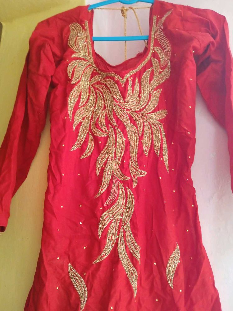 Red Suit Salwar With Duppata