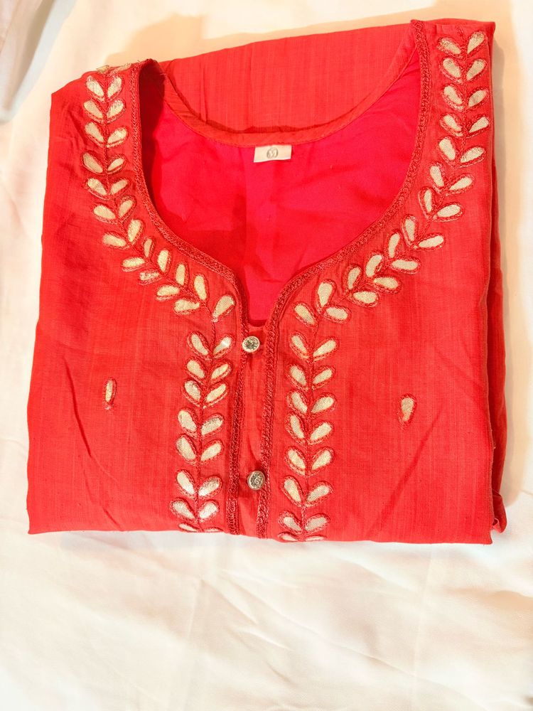 Elegant peach /Reddish Kurta With freebie