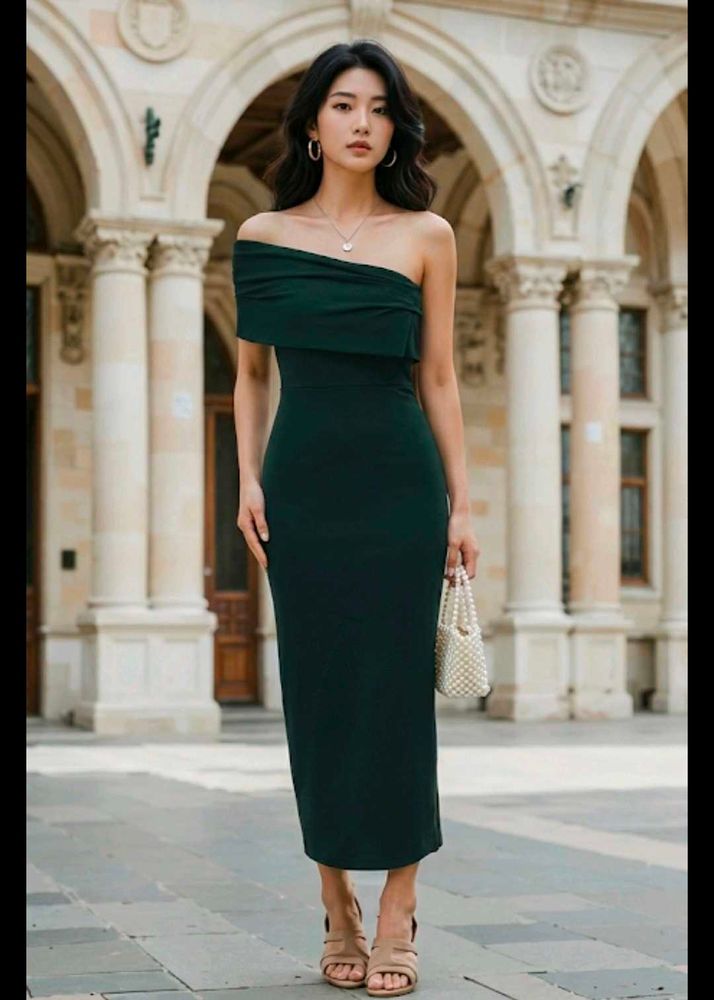 Elegant Emerald One-Shoulder Dress