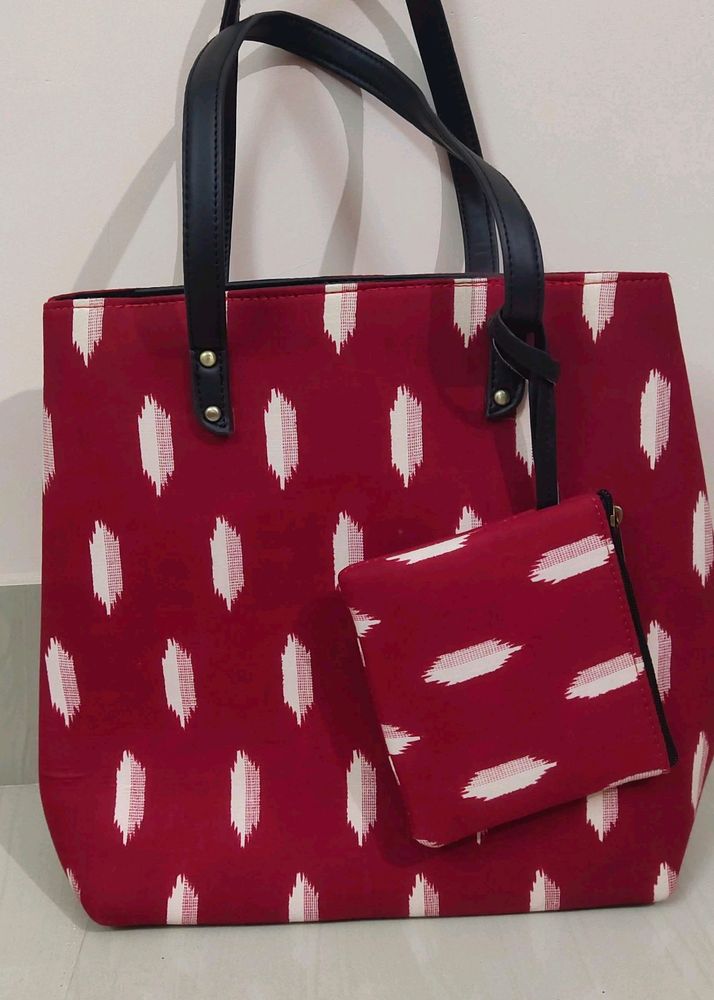 Red Shoulder Tote Bag
