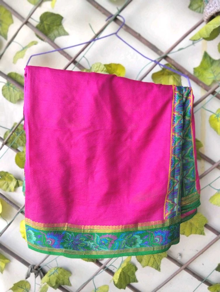 Magenta &amp; Green Silk Saree