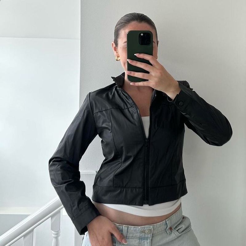 y2k vintage  fitted crop black jacket