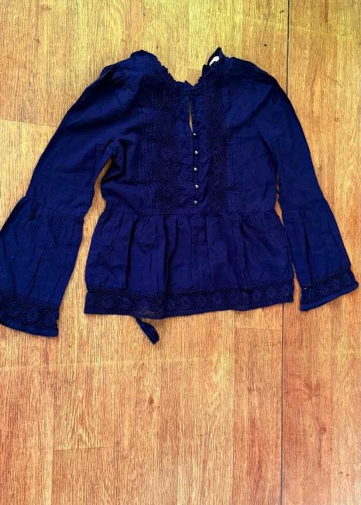 Navy Blue Embroidered top