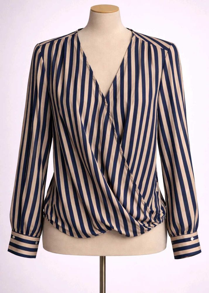 Striped Wrap Blouse