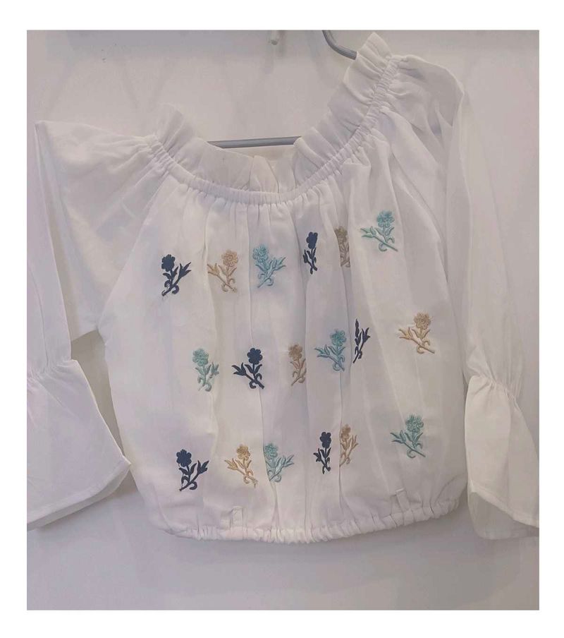 A crop top piece with plazo.