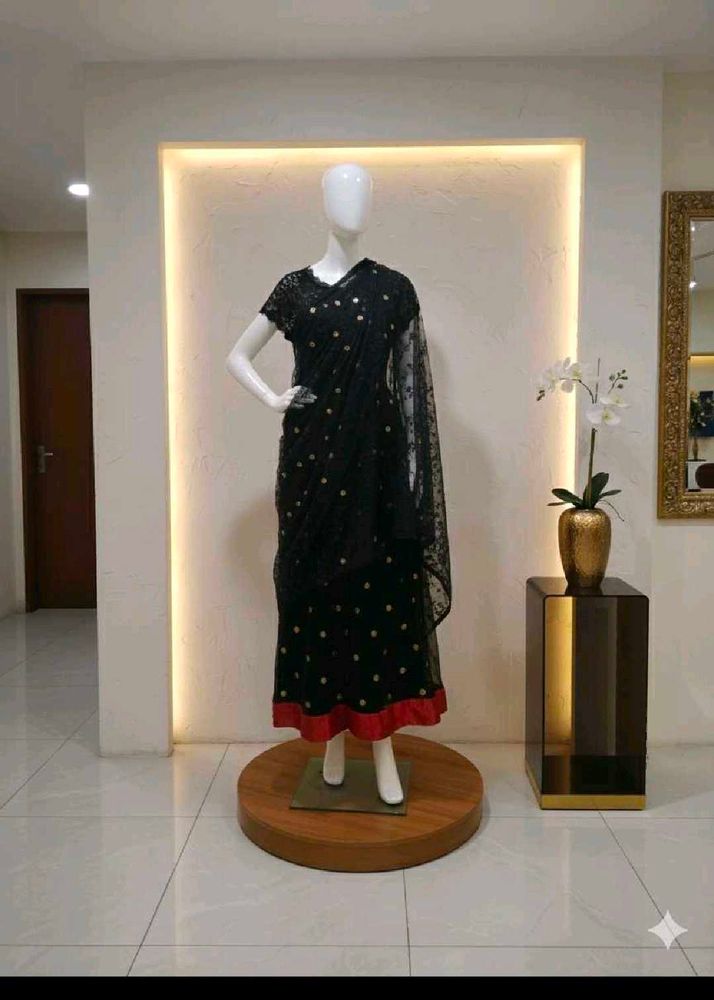 Elegant Black Net lehenga choli