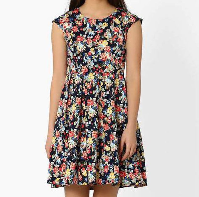 Floral Flare Pleated Dress