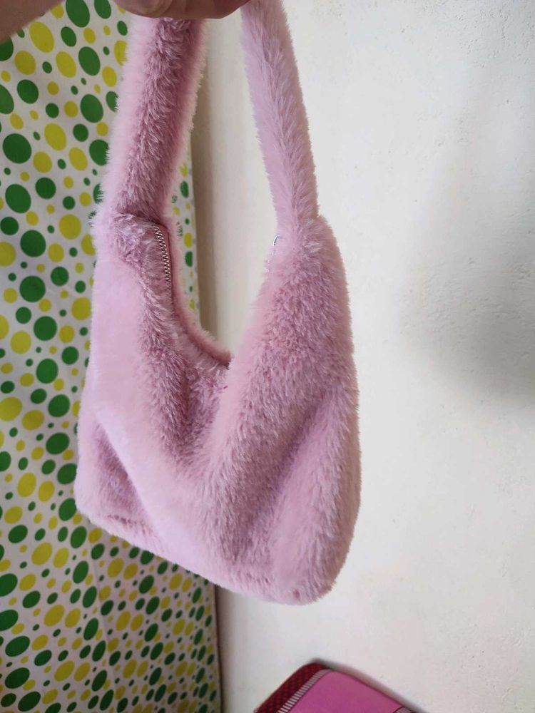 Pink Fuzzy Shoulder Bag