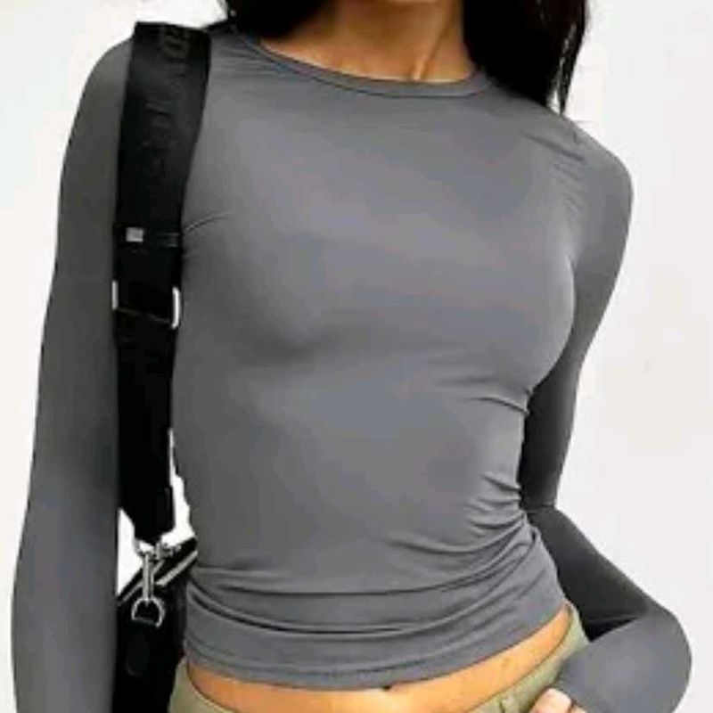 H&amp;M Grey Ruched Waist Top