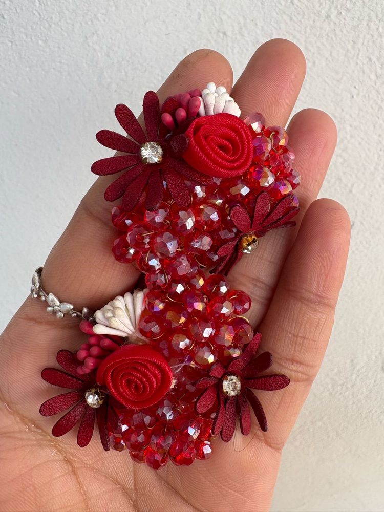 Red Floral Earrings