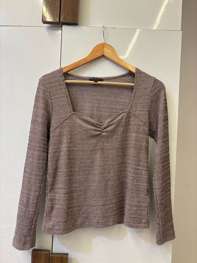 Square Neck Long Sleeve Top
