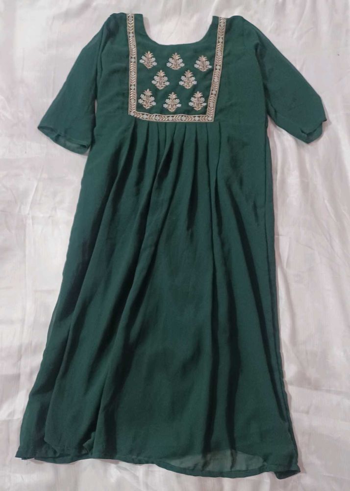 Emerald Green Embroidered Dress