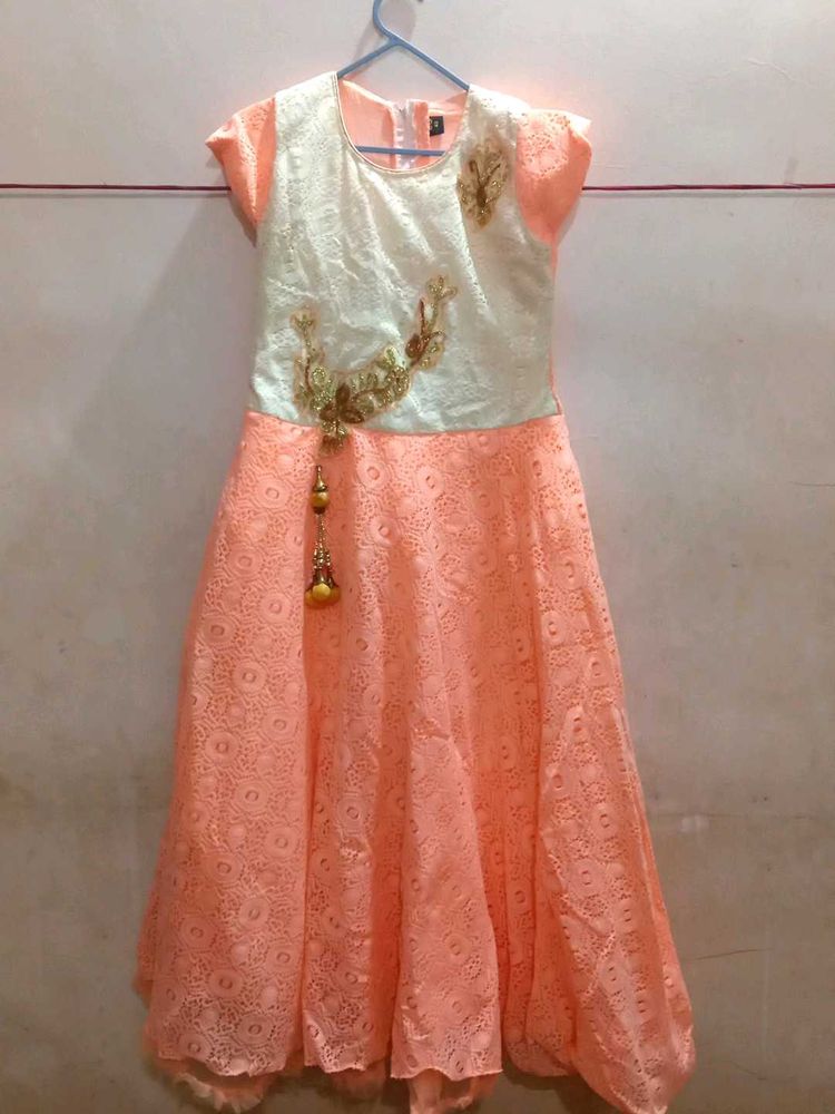 Cute Peach Ethnic Dress