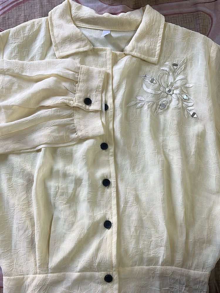 Vintage Embroidered Button-Up Top