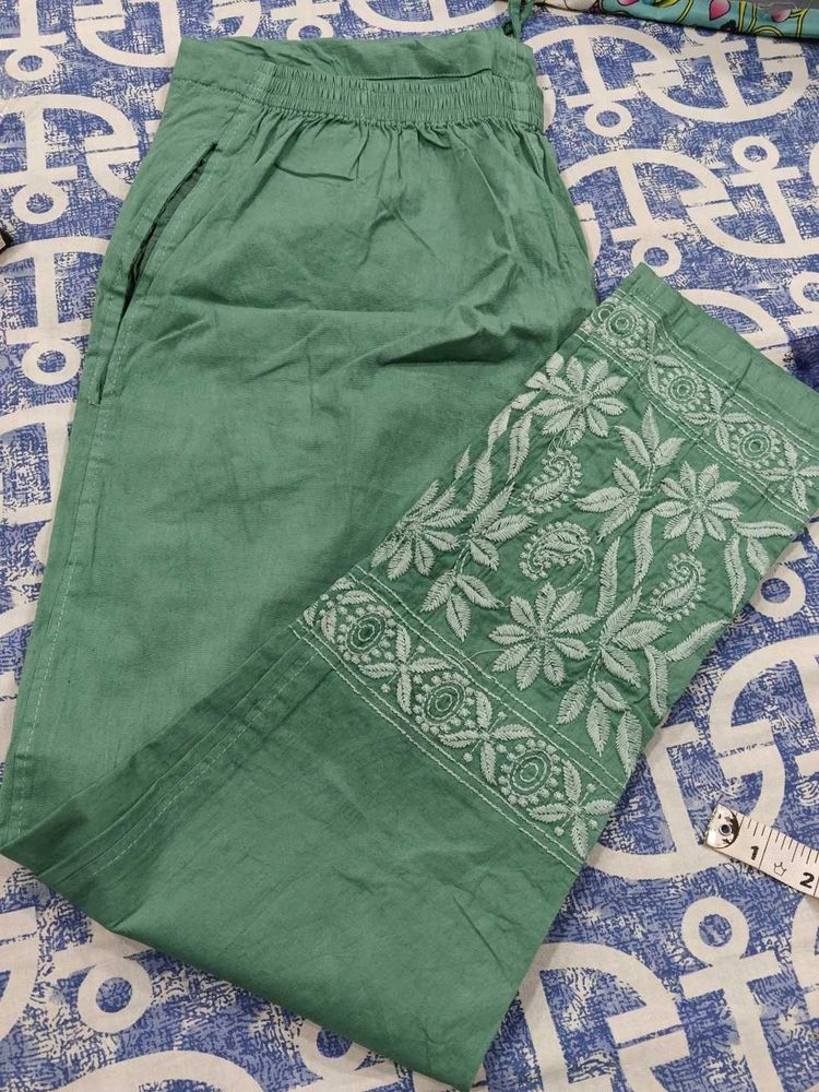 Embroidered Green Palazzos