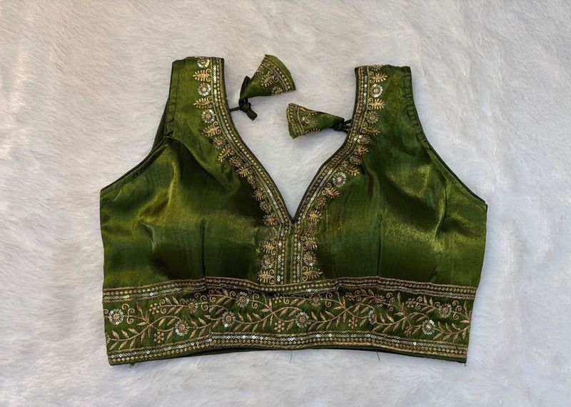 Olive Green Embroidered Blouse
