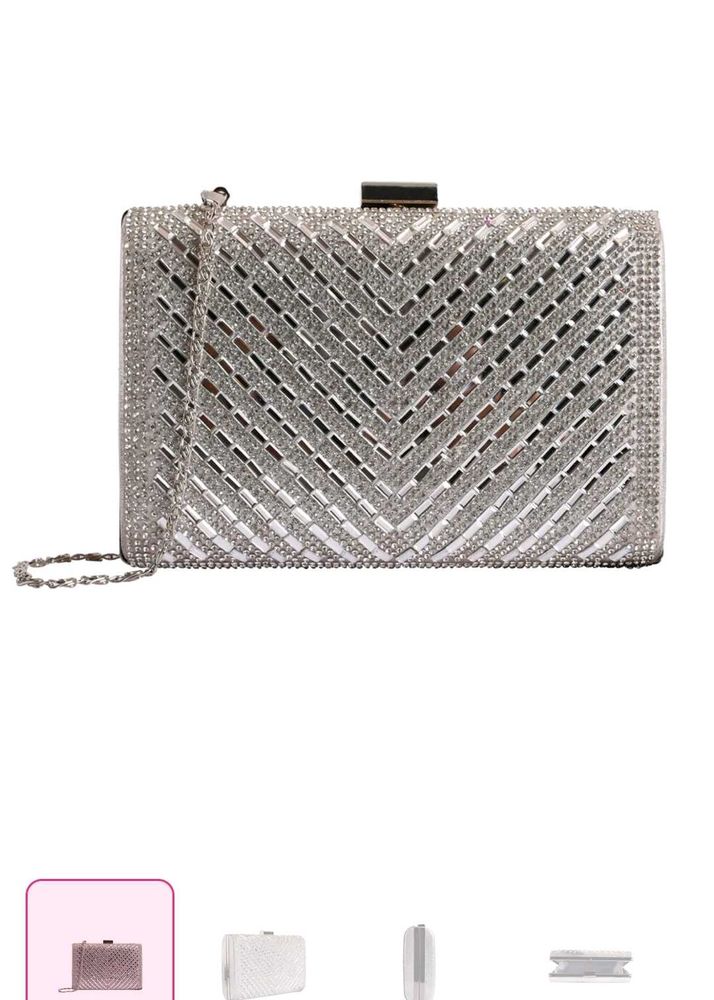 lino Perros Sparkling Silver Evening Clutch
