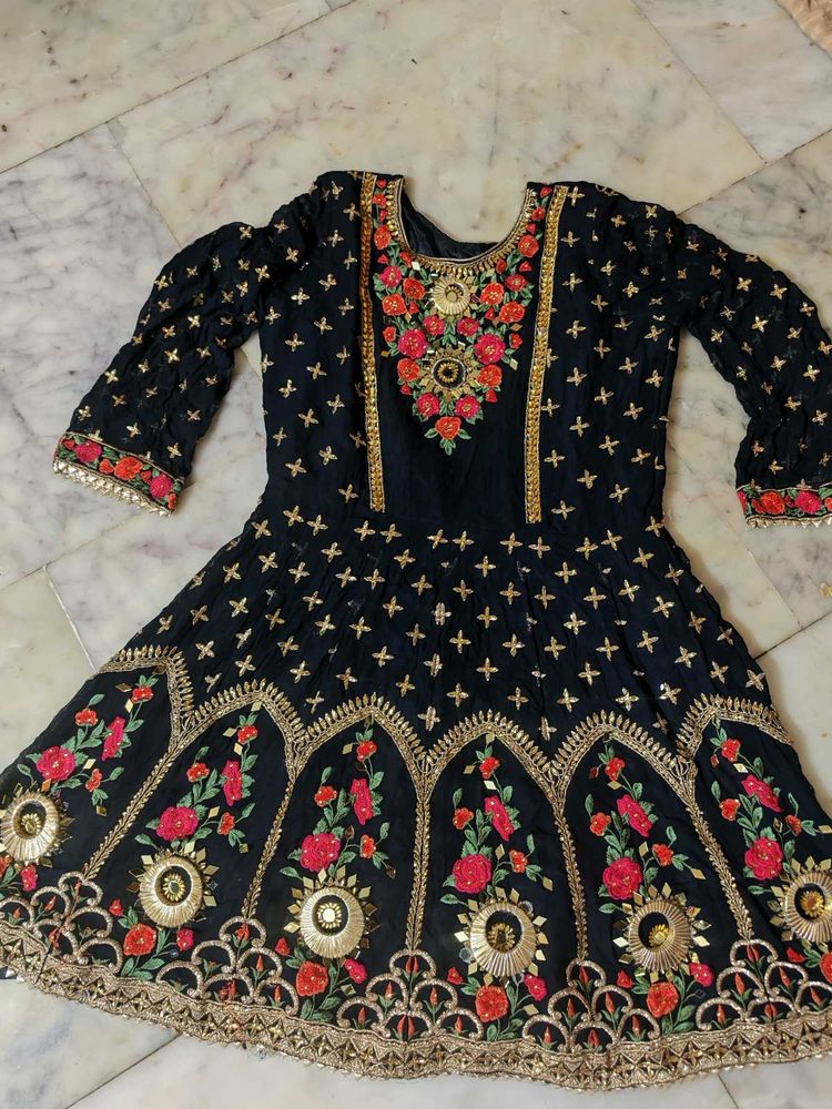Royal Blue Heavy ✨Embroidery Mirror Work Kurti🤩