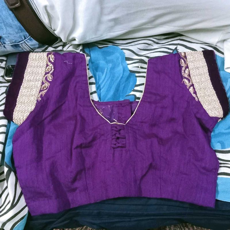 Purple Readymade Saree Blouse
