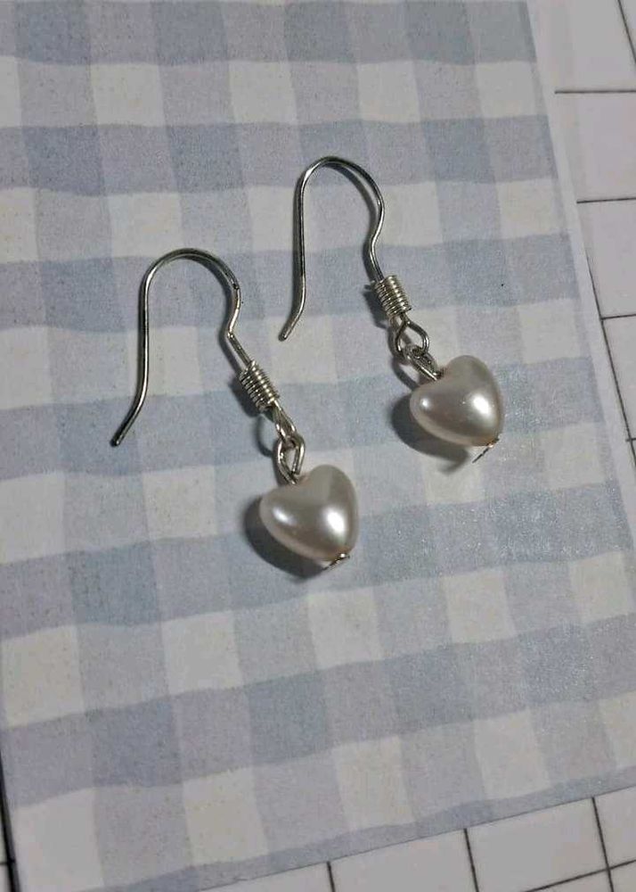 Heart Pearl Drop Earrings